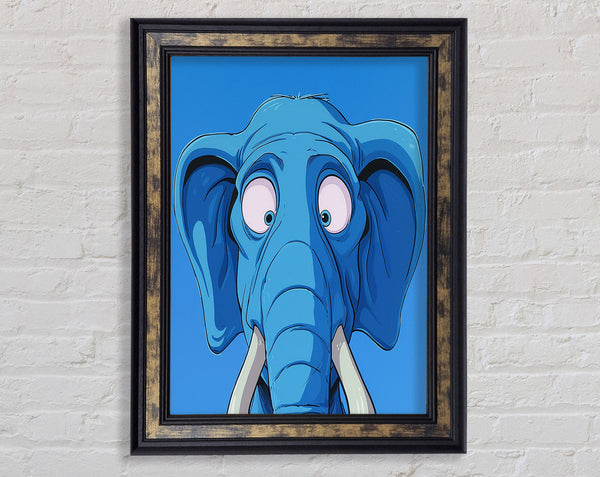 Shocked Blue Elephant Framed Print