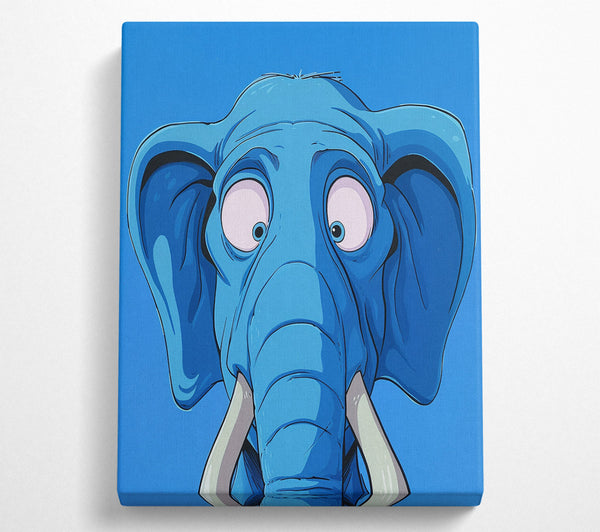  A Canvas Print of Shocked Blue Elephant Canvas Wall Art