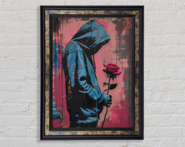 Single Rose Hoodie Framed Print