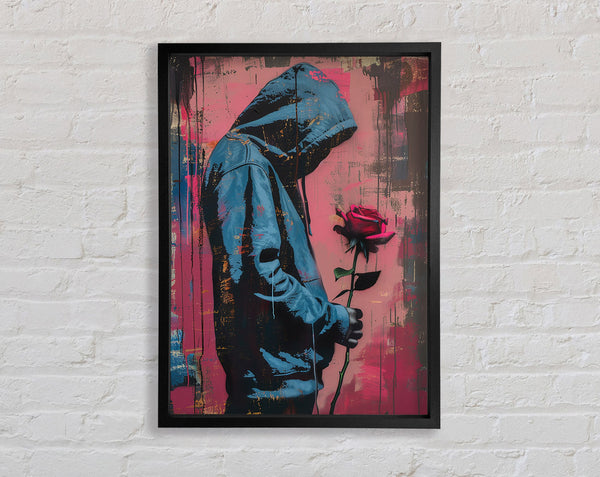 Single Rose Hoodie Framed Print