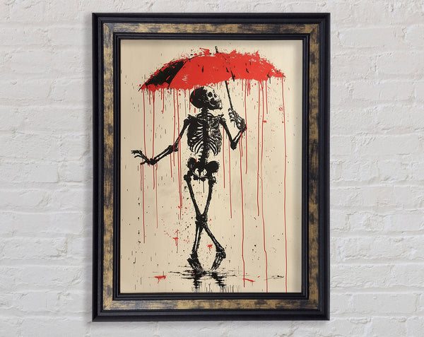 Skeleton Umbrella Framed Print