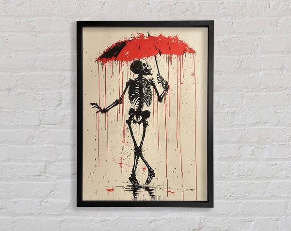 Skeleton Umbrella Framed Print
