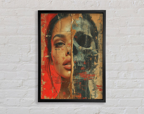 Skull Half Woman Graffiti Framed Print