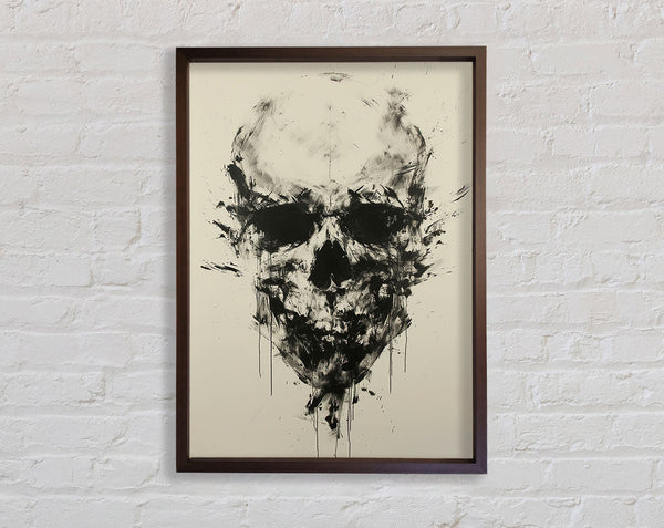 Skull Watercolour Walnut Framed Print
