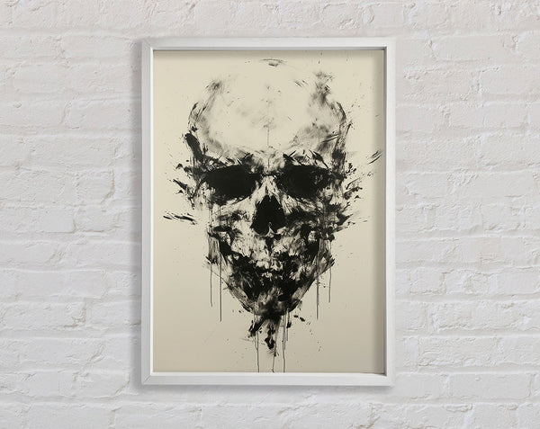 Skull Watercolour White Framed Print