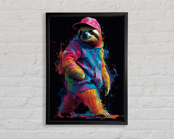 Sloth Colourful Hoodie Framed Print