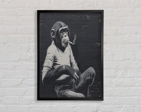 Smoking Chimp Framed Print