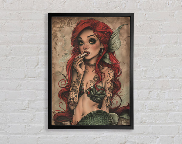 Smoking Little Mermaid Framed Print