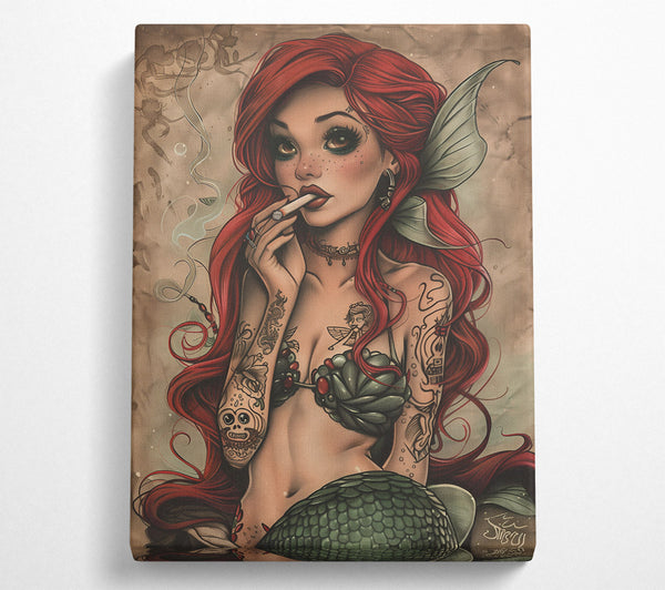  A Canvas Print of Smoking Little Mermaid Canvas Print