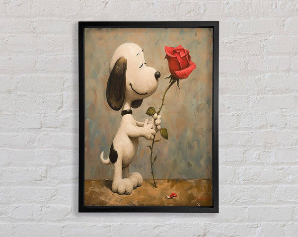 Snoopy Rose Framed Print