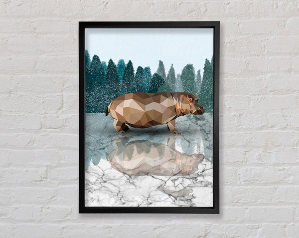 Snowy Hippo Framed Print