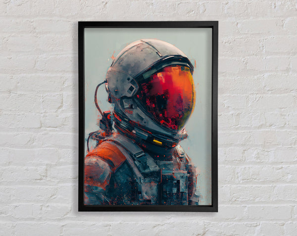 Spaceman Lines Art Framed Print