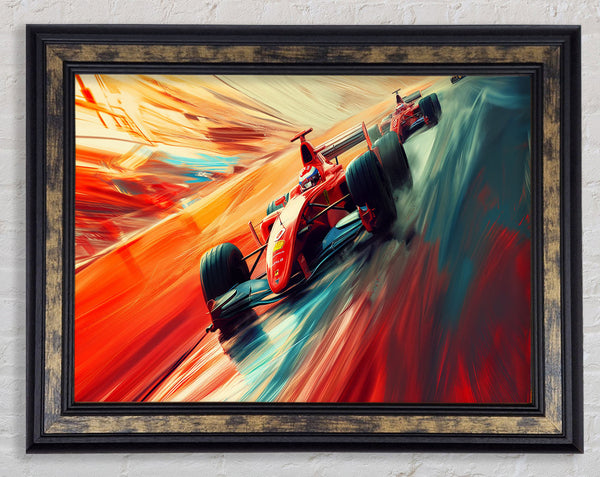 Speeding F1 Car Framed Print