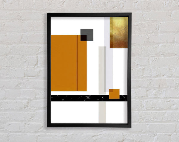 Squares Of Abstract Brown And Gold Framed Print