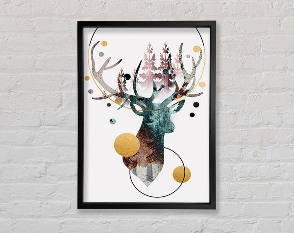 Stag And Spheres Framed Print