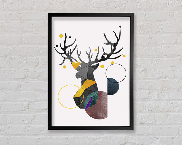 Stag Head With Circles Framed Print