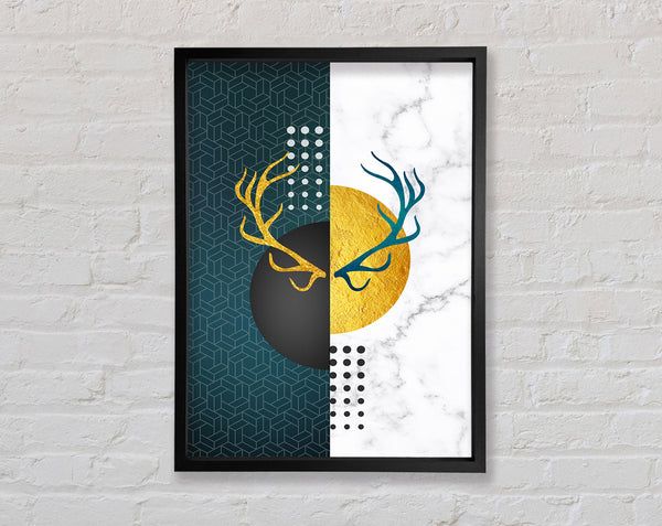 Stag Horns Circular Framed Print