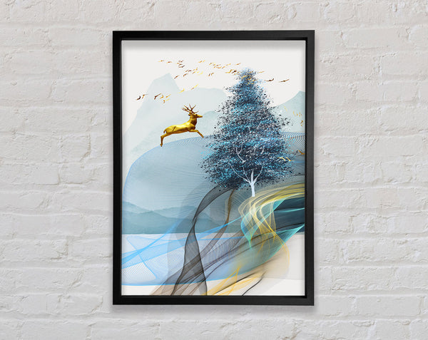Stag Jumping Framed Print