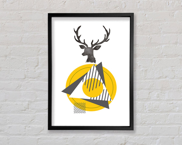 Stagg Head Circle Yellow Framed Print