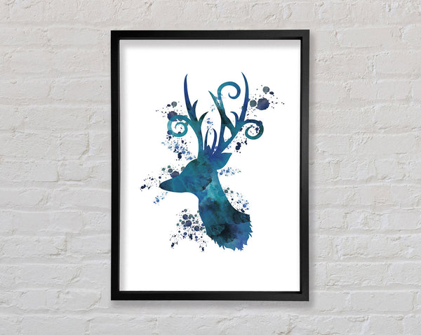 Stagg Horns Blue Framed Print