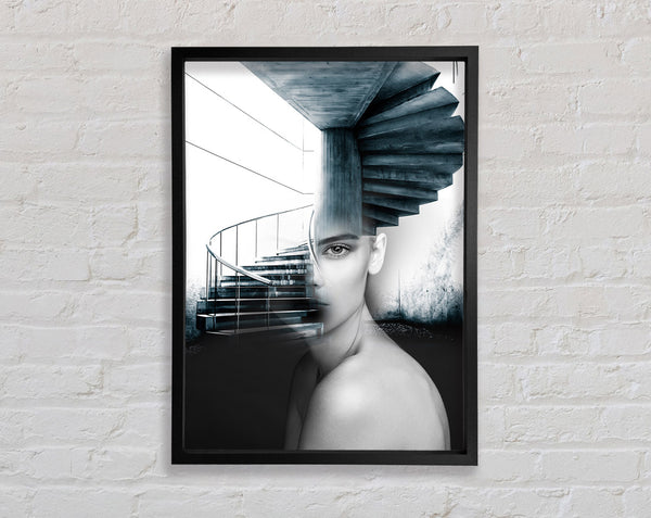 Stair Case Woman Framed Print