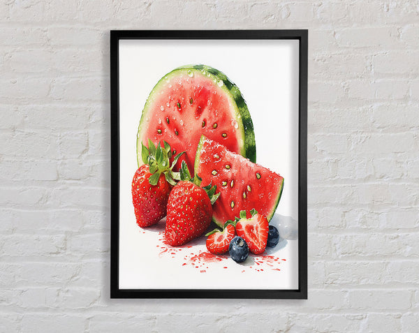 Strawberries And Watermelon Framed Print