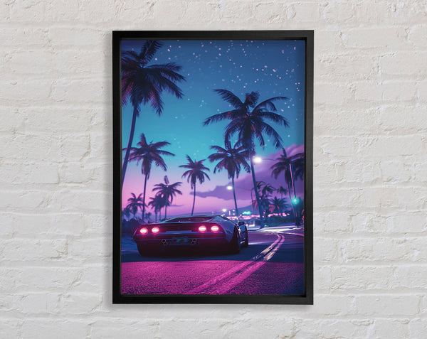 Street Racer Night Glow Framed Print