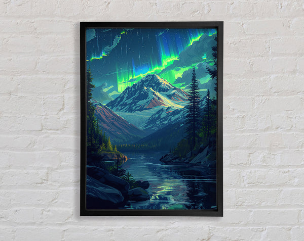 Strong Northerner Light Over The Mountains Framed Print
