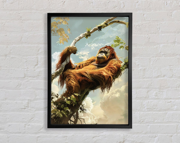 Sumatran Orangutan On A Branch Framed Print