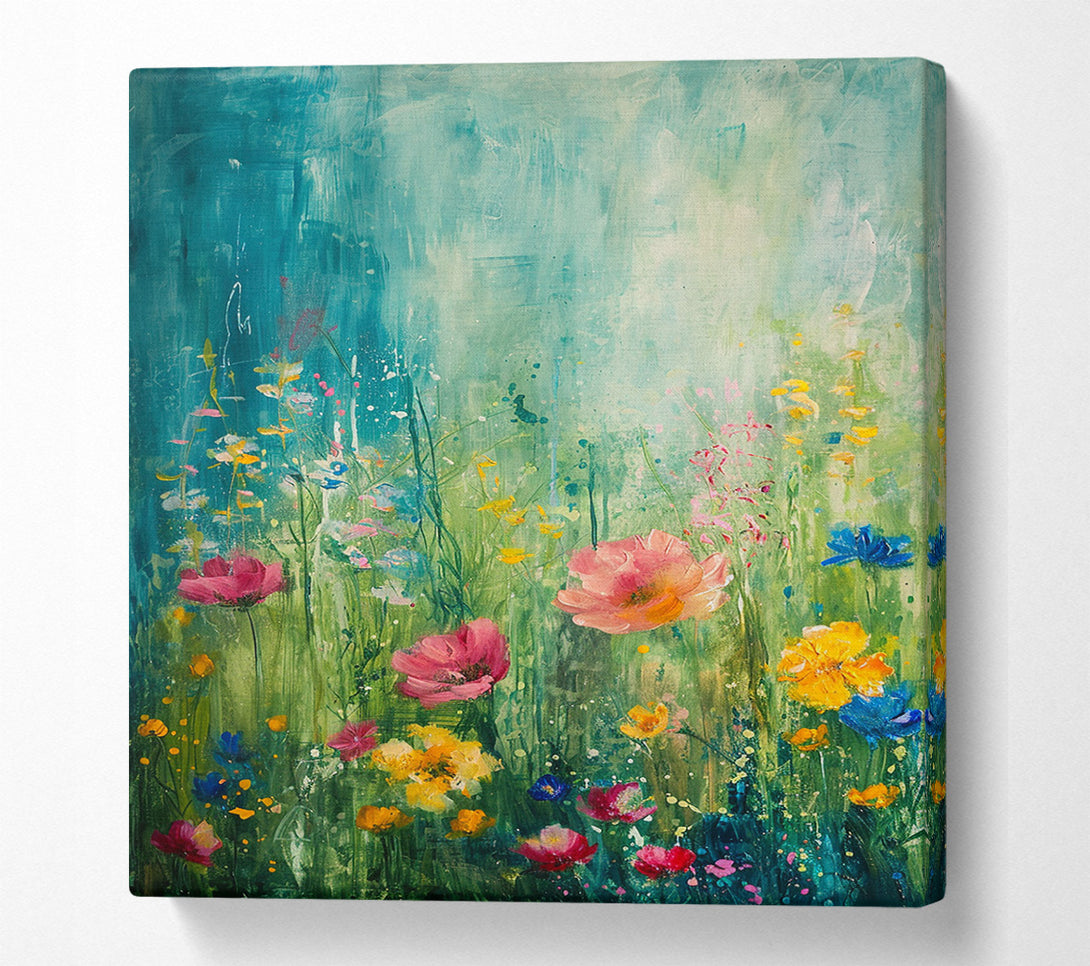  A Canvas Print of Summer Oil Painting Flowers Canvas Print