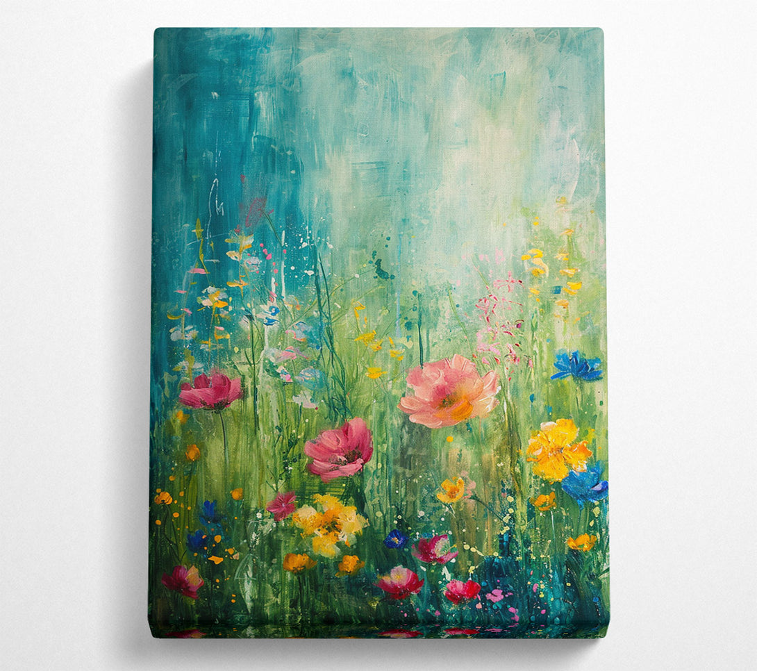  A Canvas Print of Summer Oil Painting Flowers Canvas Print