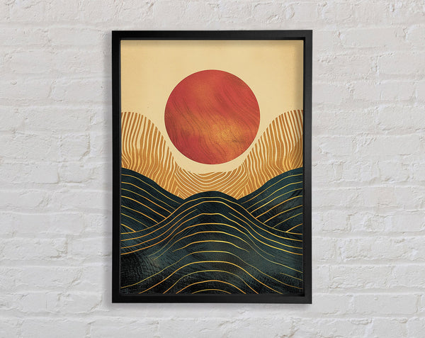 Sun And Wave Illustration Framed Print