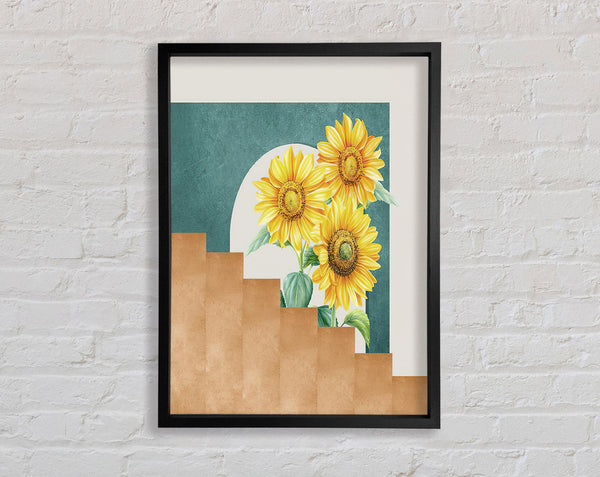 Sun Flower Stairs Framed Print
