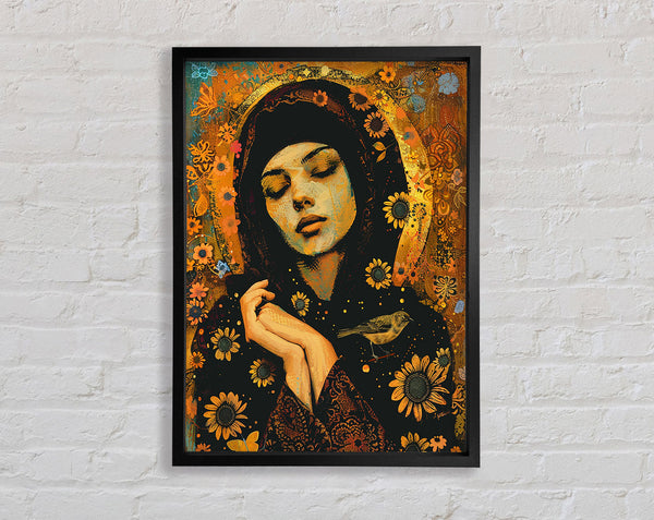 Sunflower Woman Framed Print