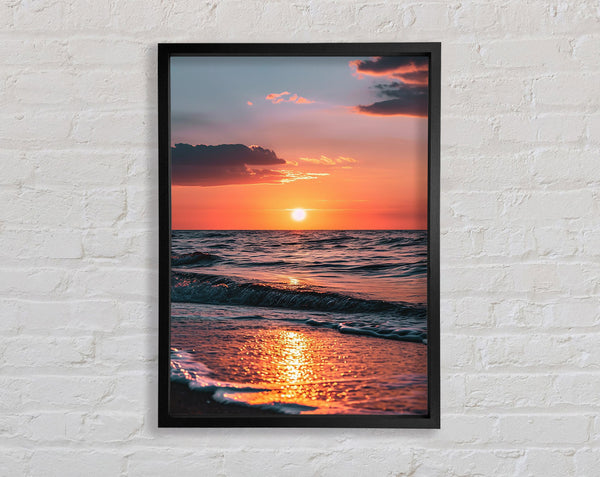 Sunset Gentle Waves Framed Print