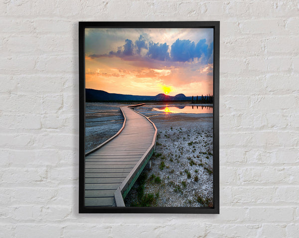 Sunset Over Mountains Framed Print