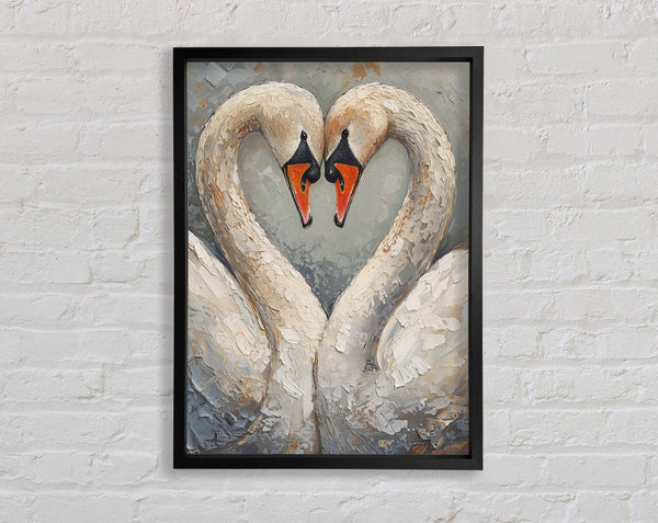 Swan Love Heart (1) Framed Print