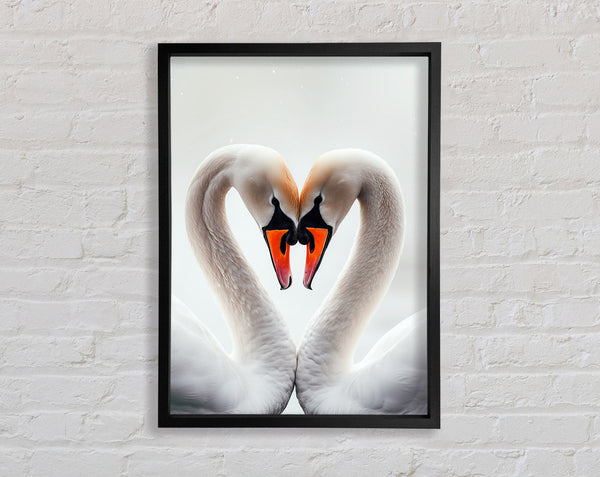 Swan Love Heart Framed Print