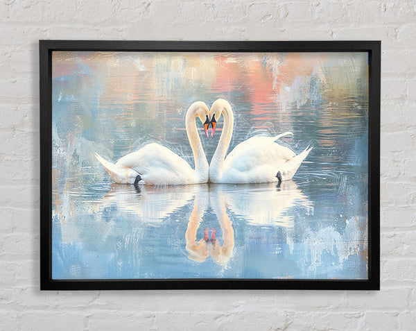 Swan Love Lake Framed Print