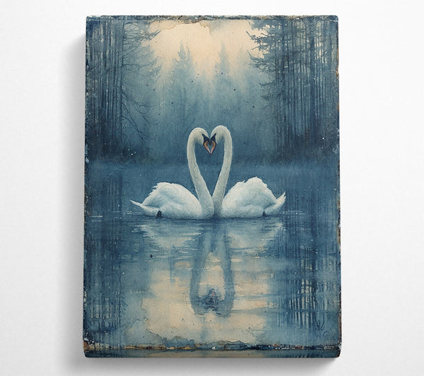  A Canvas Print of Swan Love Canvas Wall Art
