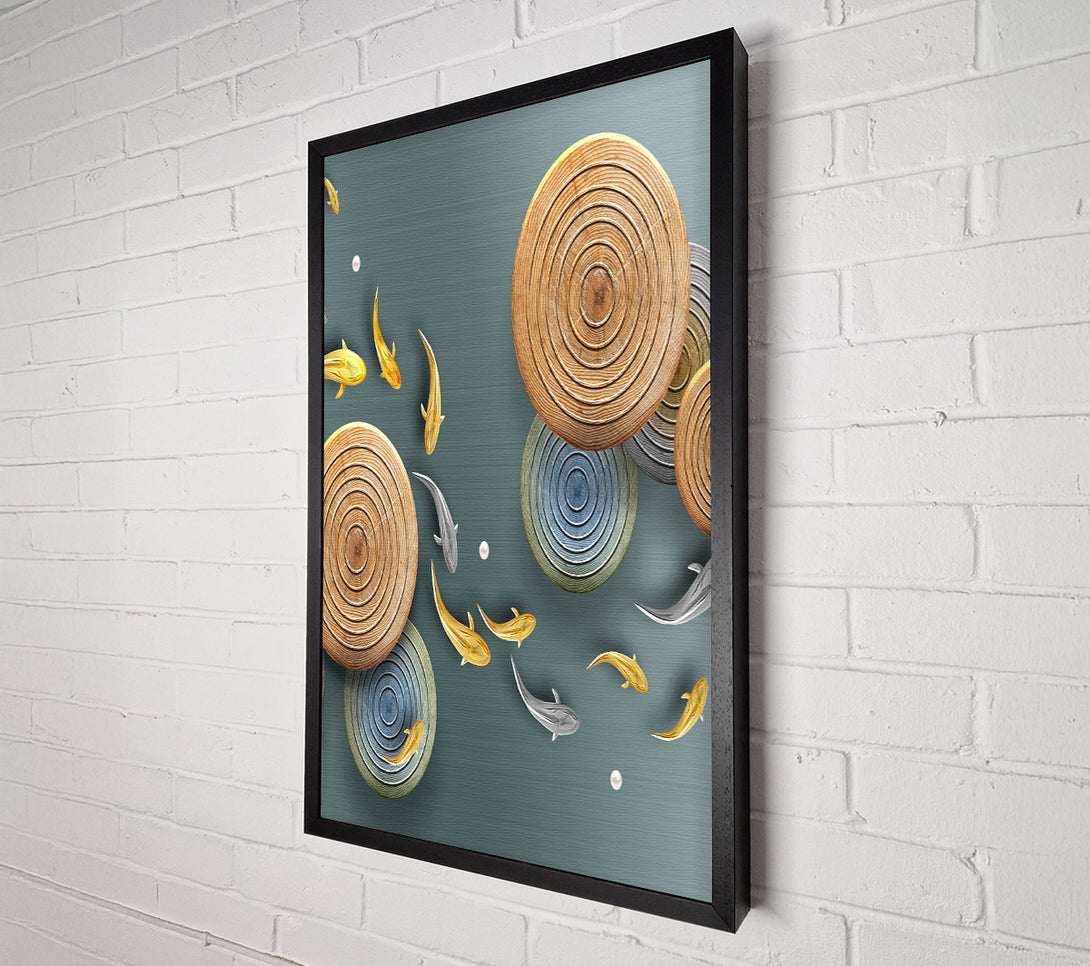  A Canvas Print of Swimming Fish With Circles Canvas Wall Art