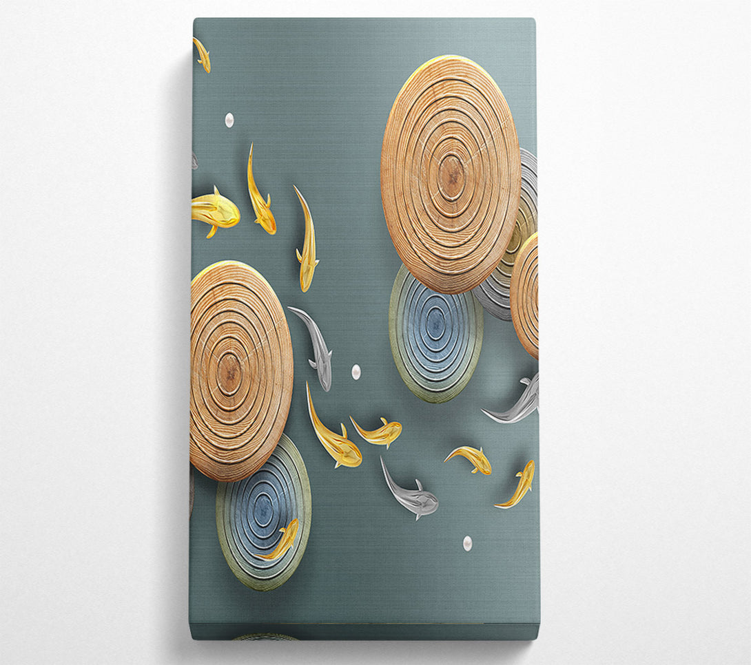  A Canvas Print of Swimming Fish With Circles Canvas Wall Art
