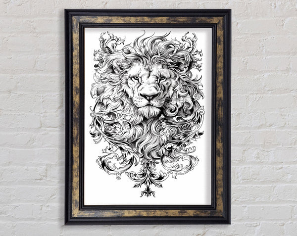 Swirls Ornate Lion Framed Print