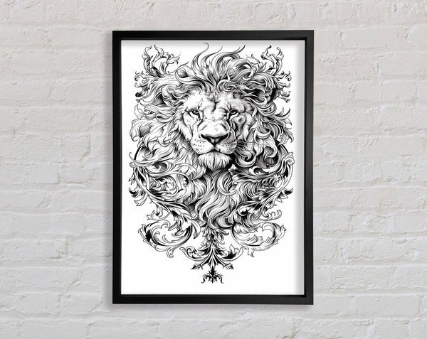 Swirls Ornate Lion Framed Print
