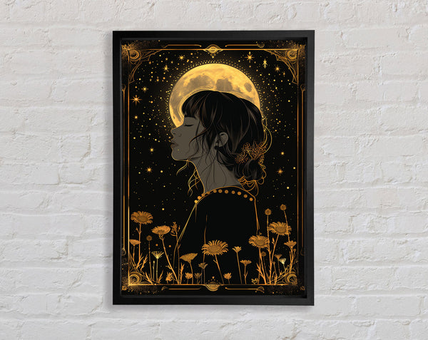 Tarot Card Moon Girl Framed Print