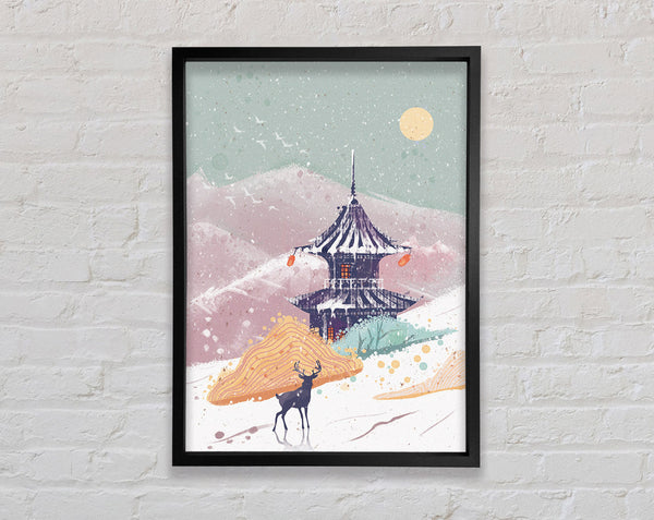 Temple In The Snow Framed Print