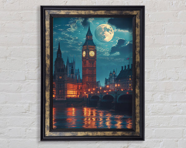 The Moon Above London Framed Print