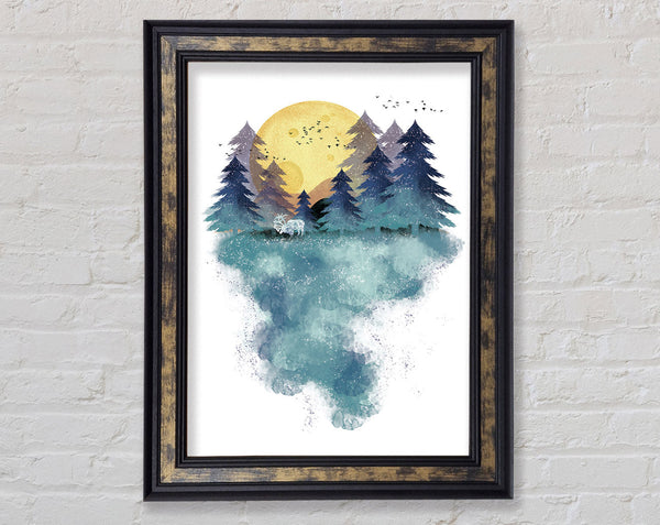 The Moose In The Moonlight Framed Print