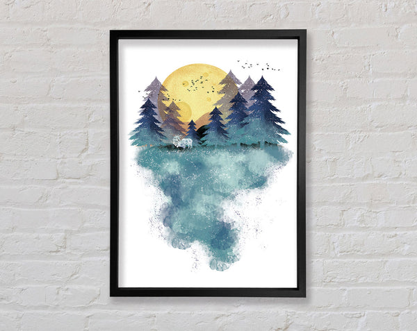 The Moose In The Moonlight Framed Print