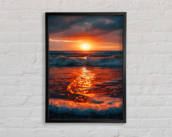 The Sunset Ocean Crash Framed Print